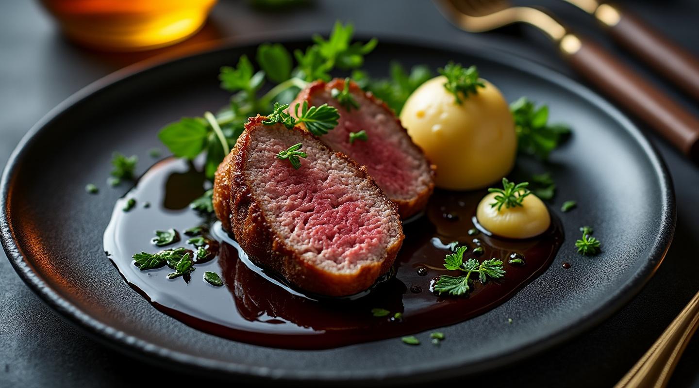 Plat gastronomique élégamment dressé — qualité restaurant à la maison