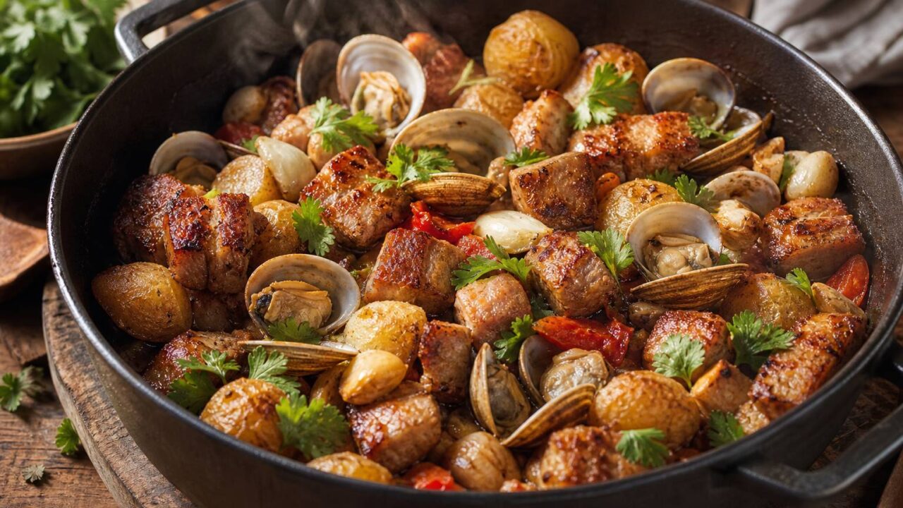 Délices de l’Alentejo : la succulente viande de porc à l’ail et aux palourdes