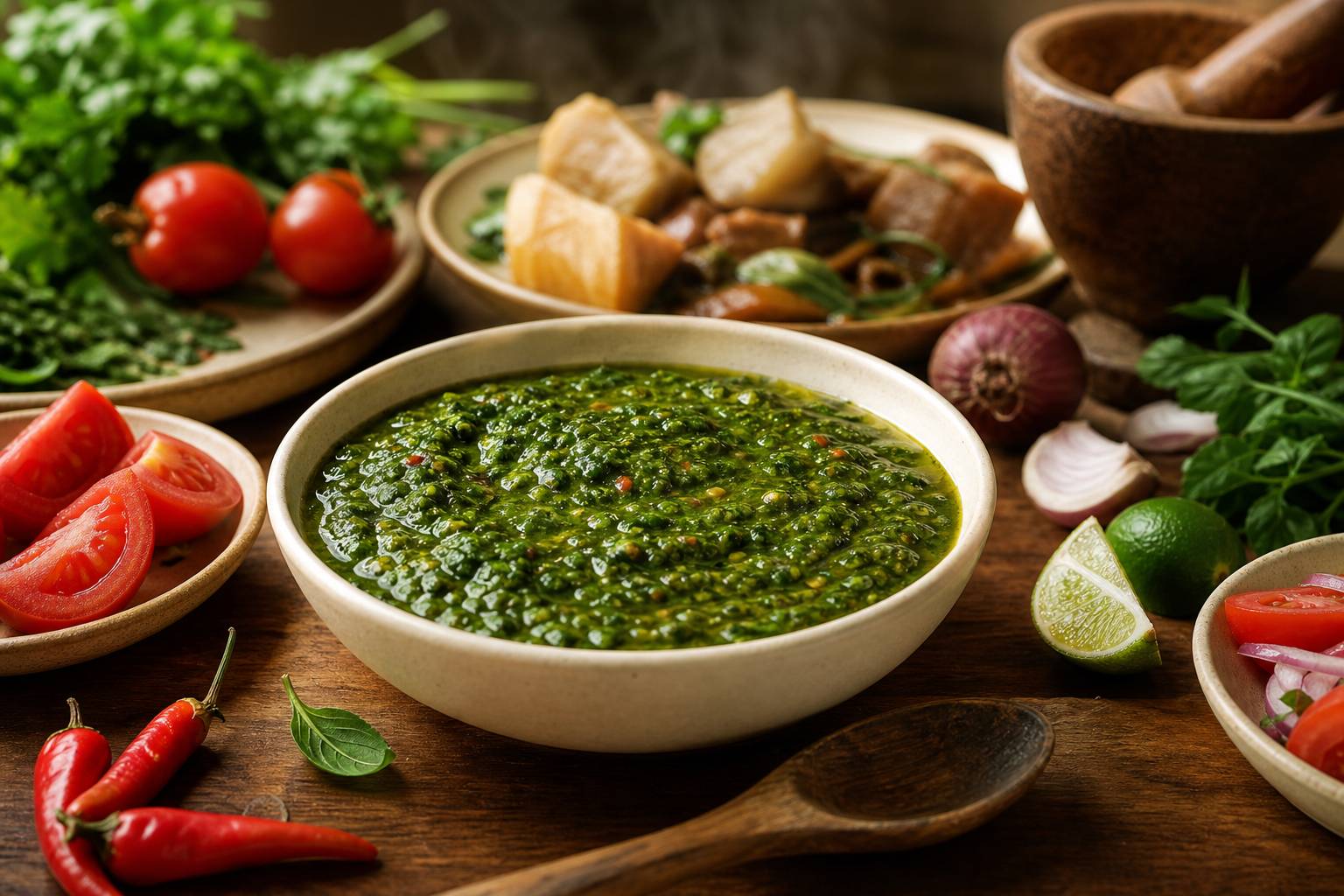 Délicieuse sauce verte africaine : un condiment frais aux saveurs authentiques, Sauce verte africaine :