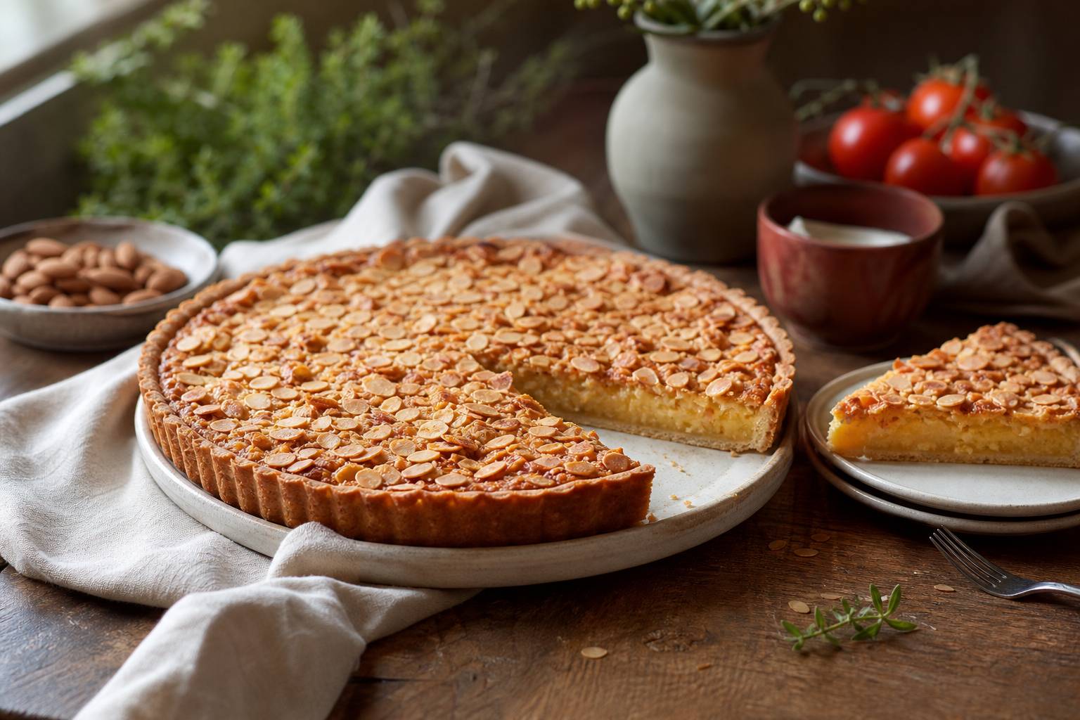 Délicieuse tarte aux amandes à la crème de frangipane maison, Tarte aux amandes et crème