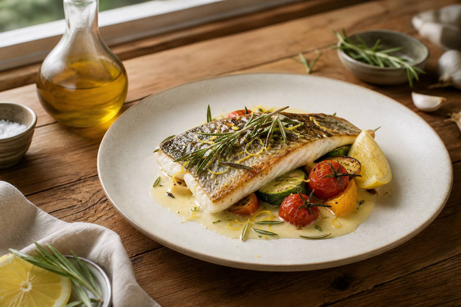Filet de loup de mer parfumé au romarin avec une sauce au citron délicate, Comprendre