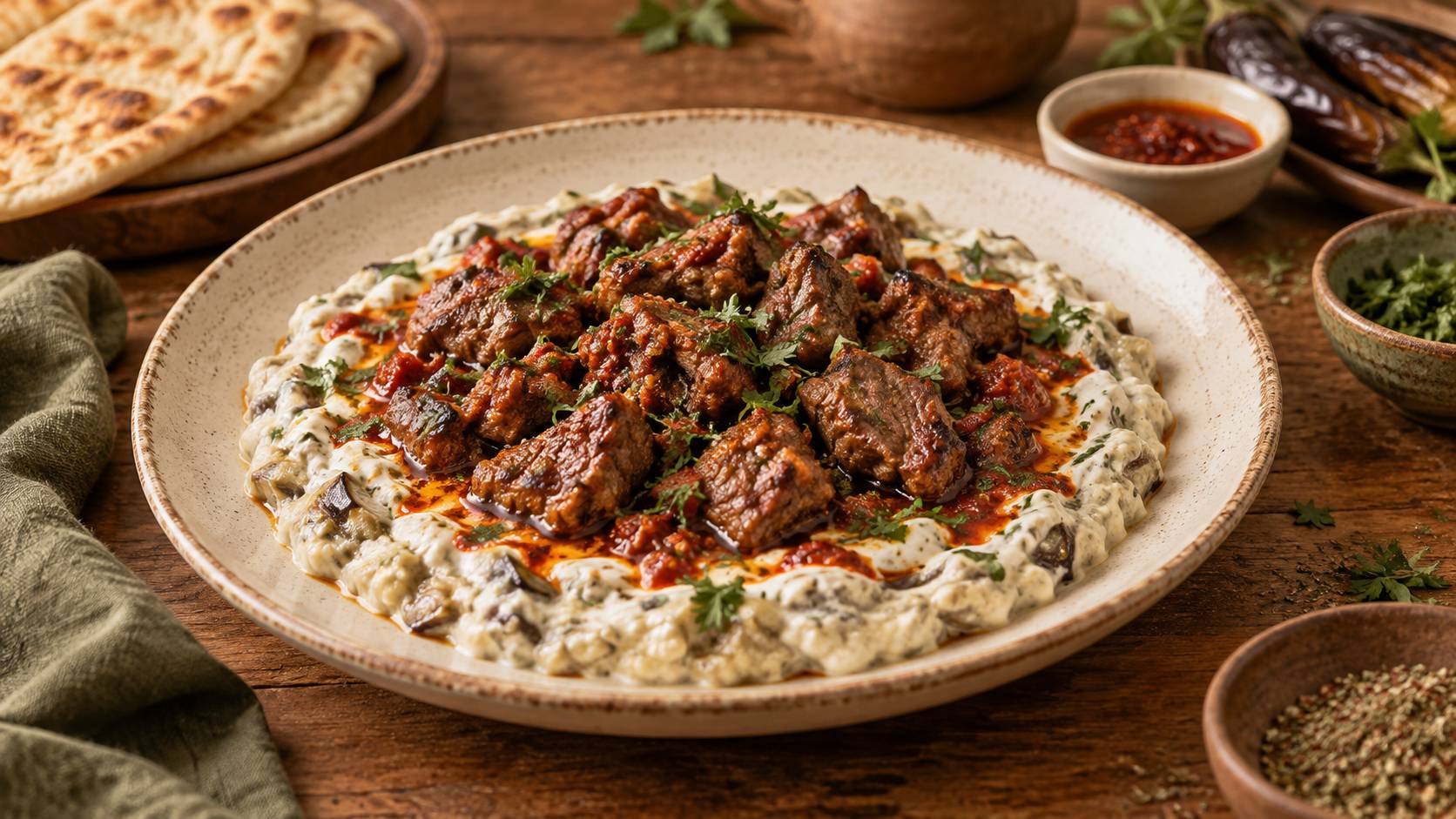 Illustration éditoriale du sujet : Découverte du Kebab Ali Nazik : Une spécialité turque savoureuse et authentique