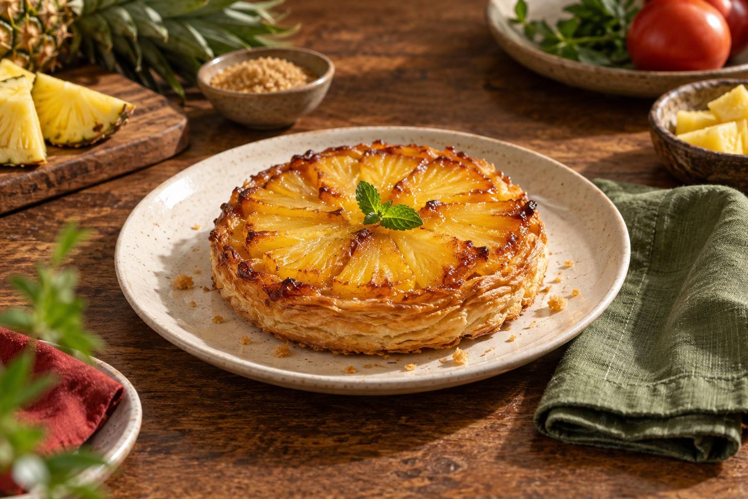 Illustration éditoriale du sujet : Tartelette à l'ananas : la recette express et savoureuse